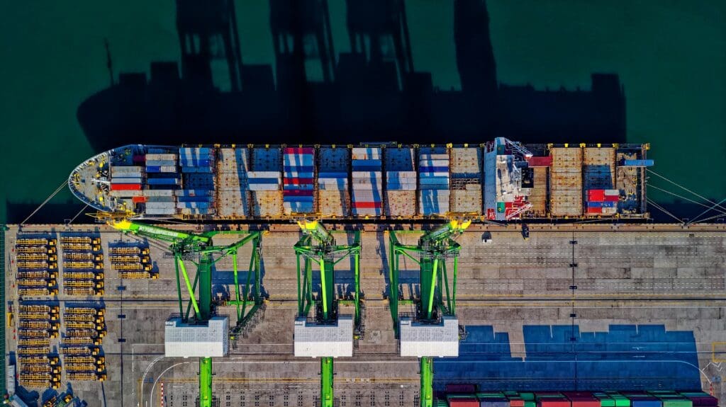 shipping containers on large cargo ship