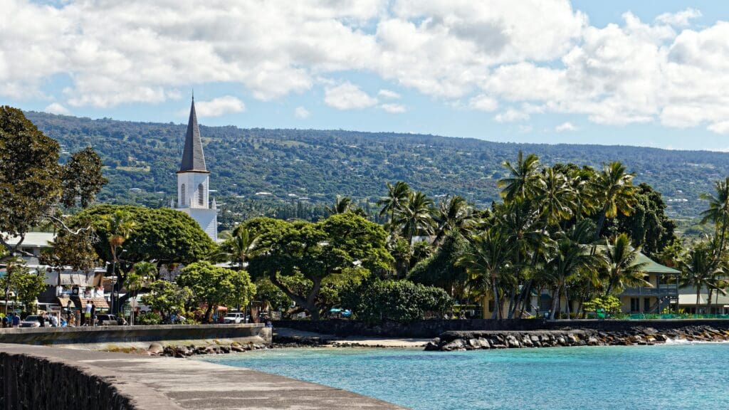 Big Island church and mountain scene